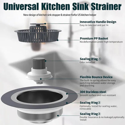 3-in-1 Sink Drain Strainer
